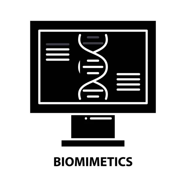 생체모방 아이콘, 검정 벡터 기호 편집 가능 한 획이 있고, 컨셉 일러스트 — 스톡 벡터