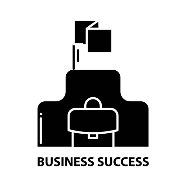 Ícone de sucesso empresarial, sinal de vetor preto com traços editáveis, ilustração conceito —  Vetores de Stock
