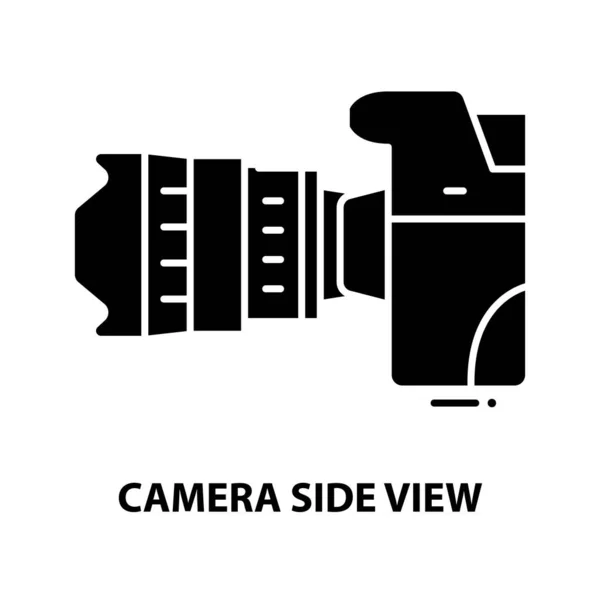 Kamera-Seitenansicht-Symbol, schwarzes Vektorzeichen mit editierbaren Strichen, Konzeptillustration — Stockvektor
