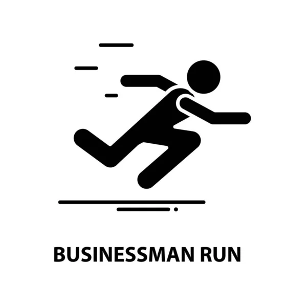 Icône de course homme d'affaires, signe vectoriel noir avec touches modifiables, illustration de concept — Image vectorielle