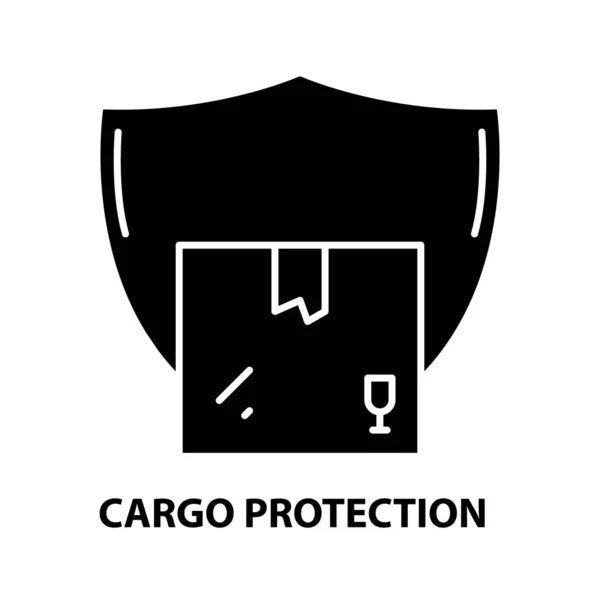 Cargo protection icon, black vector sign with editable strokes, concept illustration — Stock Vector