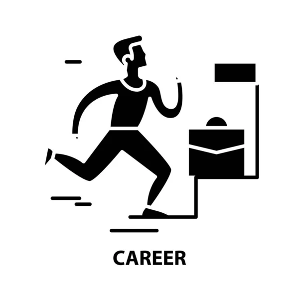 Icône de carrière, signe vectoriel noir avec traits modifiables, illustration de concept — Image vectorielle