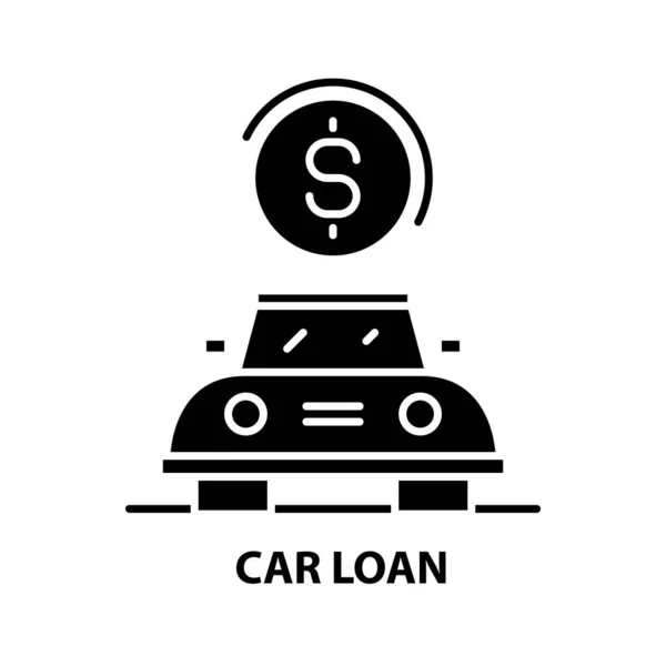 Ícone de símbolo de empréstimo de carro, sinal de vetor preto com traços editáveis, ilustração conceito — Vetor de Stock