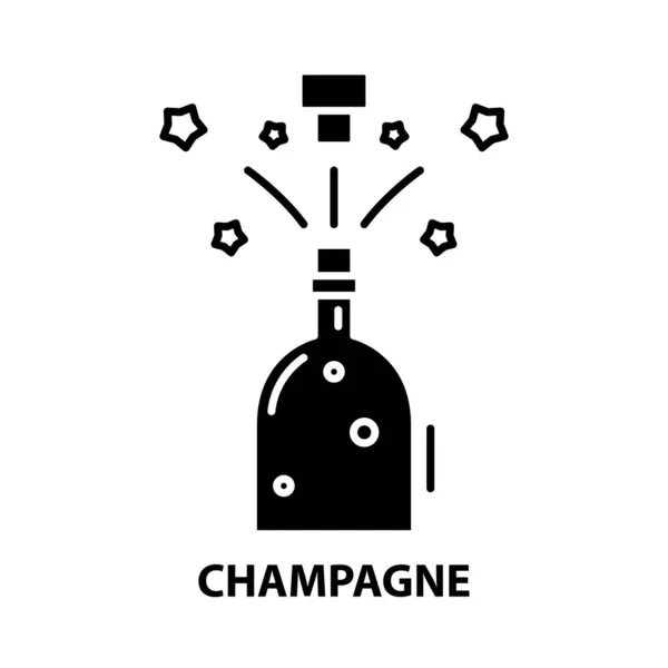 Champagner-Symbol, schwarzes Vektorzeichen mit editierbaren Strichen, Konzeptillustration — Stockvektor