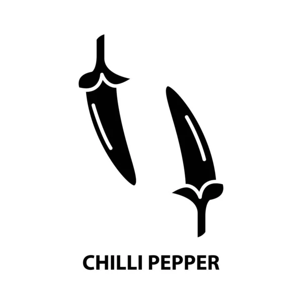 Chilipfeffer-Symbol, schwarzes Vektorzeichen mit editierbaren Strichen, Konzeptillustration — Stockvektor