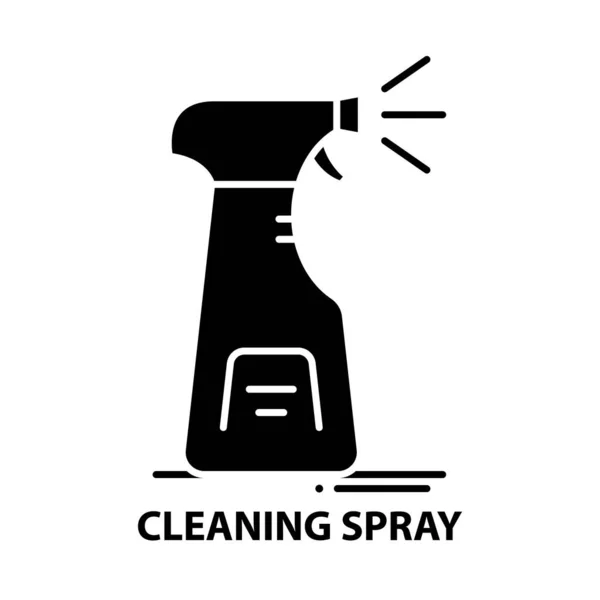Reinigungsspray-Symbol, schwarzes Vektorzeichen mit editierbaren Strichen, Konzeptillustration — Stockvektor