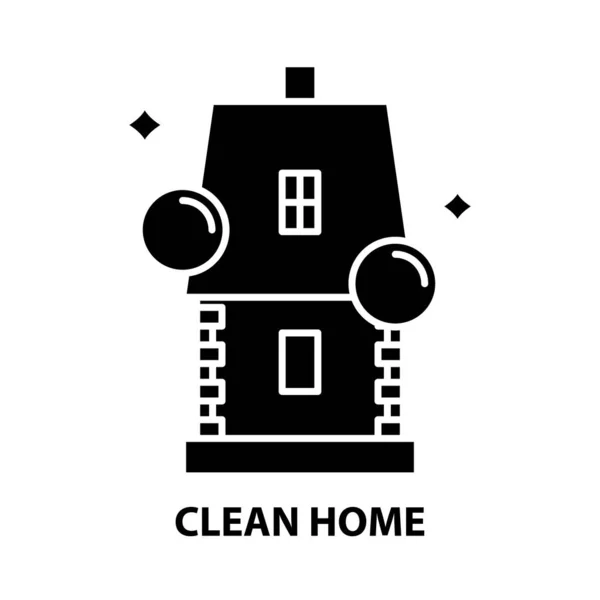 Icono del hogar limpio, signo de vector negro con trazos editables, ilustración de concepto — Archivo Imágenes Vectoriales