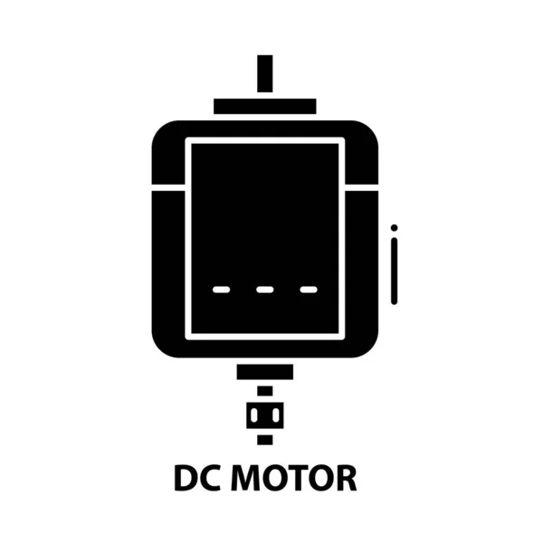 Dc ikona silnika, czarny znak wektora z edytowalnymi pociągnięciami, ilustracja koncepcyjna — Wektor stockowy