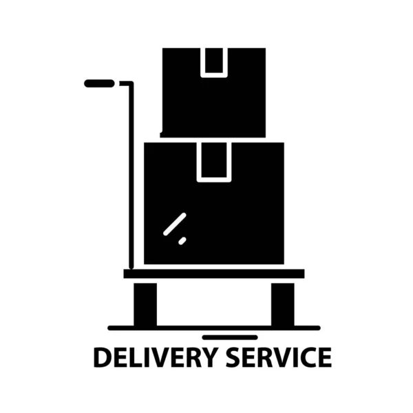 Delivery service icon, black vector sign with editable strokes, concept illustration — Stock Vector