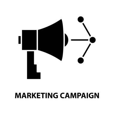 Dijital pazarlama kampanyası simgesi, düzenlenebilir vuruşlarla siyah vektör işareti, konsept illüstrasyon