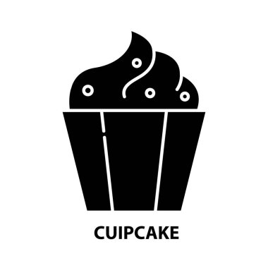 cuipcake simgesi, düzenlenebilir vuruşlu siyah vektör işareti, konsept illüstrasyon