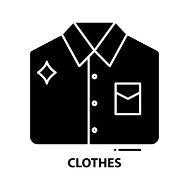 giysi simgesi, düzenlenebilir vuruşlu siyah vektör işareti, konsept resimleme