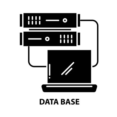 veritabanı işaret simgesi, düzenlenebilir vuruşlarla siyah vektör işareti, konsept illüstrasyon