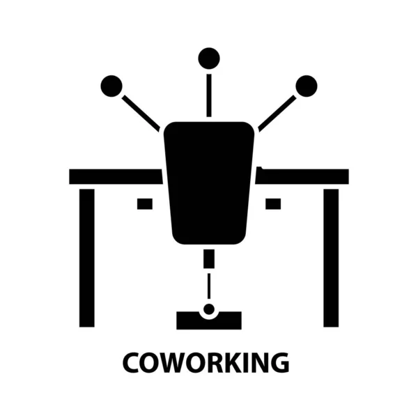 Ícone de coworking, sinal vetorial preto com traços editáveis, ilustração conceito —  Vetores de Stock