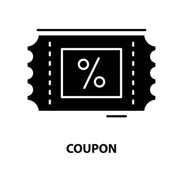 Icona coupon, segno vettoriale nero con tratti modificabili, illustrazione del concetto — Vettoriale Stock