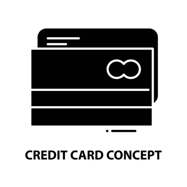 Credit card concept icoon, zwart vectorteken met instelbare slagen, concept illustratie — Stockvector