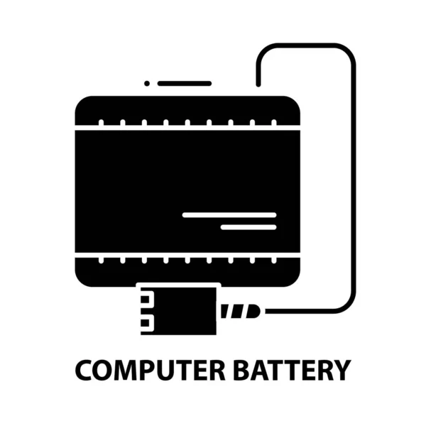 Icône de batterie d'ordinateur, signe vectoriel noir avec touches modifiables, illustration de concept — Image vectorielle