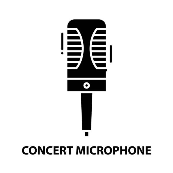 Ikon konser mikrofon, tanda vektor hitam dengan coretan yang dapat disunting, ilustrasi konsep - Stok Vektor