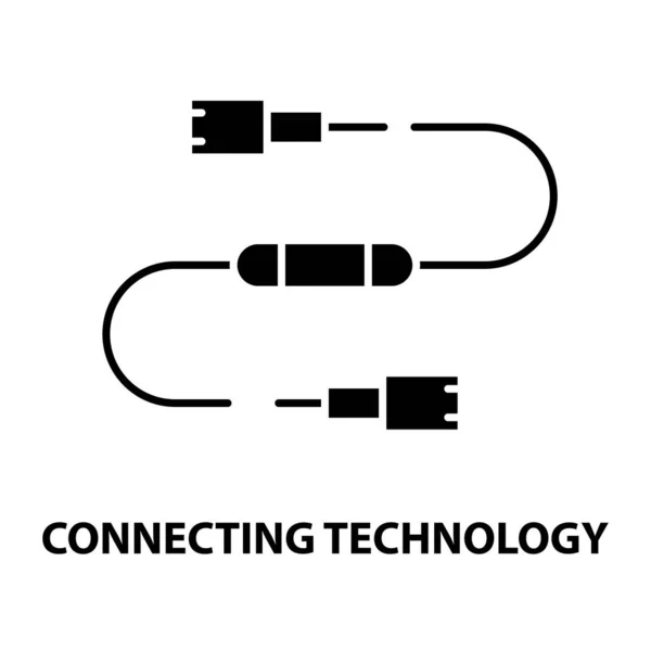 Ikona technologii łączenia, czarny znak wektora z edytowalnymi pociągnięciami, ilustracja koncepcyjna — Wektor stockowy