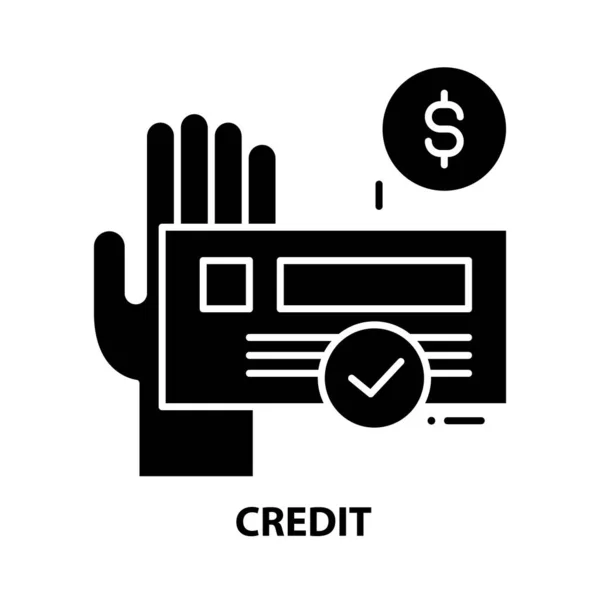 Credit icon, zwart vectorteken met instelbare slagen, concept illustratie — Stockvector