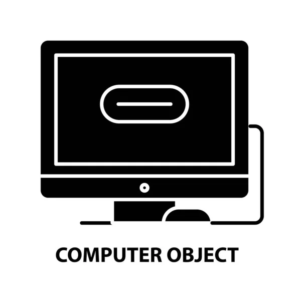 Ikon objek komputer, tanda vektor hitam dengan sapuan yang dapat disunting, ilustrasi konsep - Stok Vektor