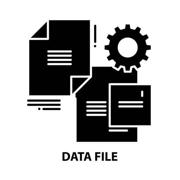 Icona del file di dati, segno vettoriale nero con tratti modificabili, illustrazione concettuale — Vettoriale Stock