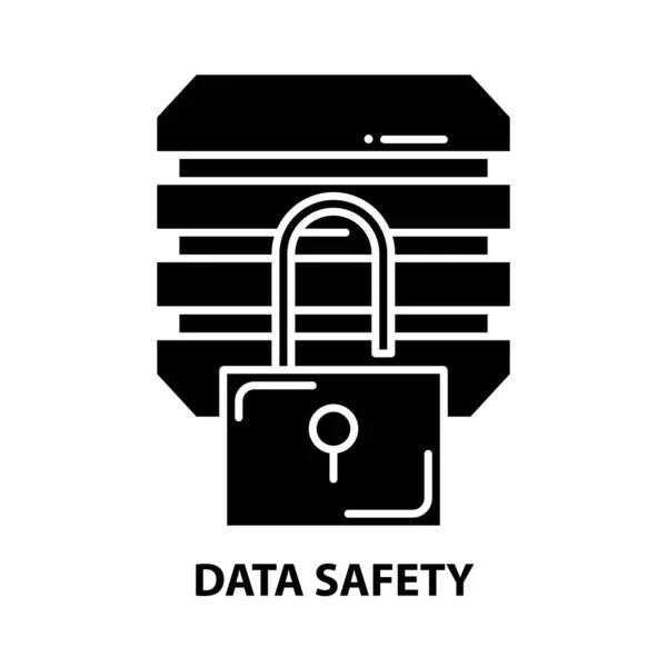 Data safety icon, black vector sign with editable strokes, concept illustration — Stock Vector