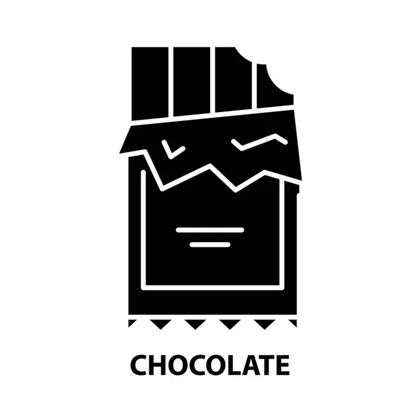 Ikona czekolady, czarny znak wektora z edytowalnymi pociągnięciami, ilustracja koncepcyjna — Wektor stockowy
