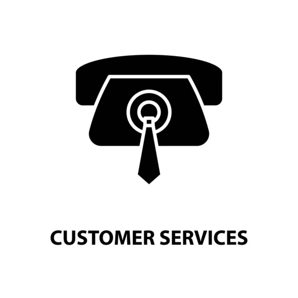 Ícone de serviço ao cliente, sinal vetorial preto com traços editáveis, ilustração conceito — Vetor de Stock