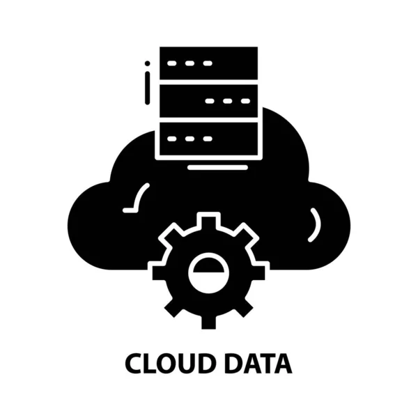 Ikona danych w chmurze, czarny znak wektora z edytowalnymi pociągnięciami, ilustracja koncepcyjna — Wektor stockowy
