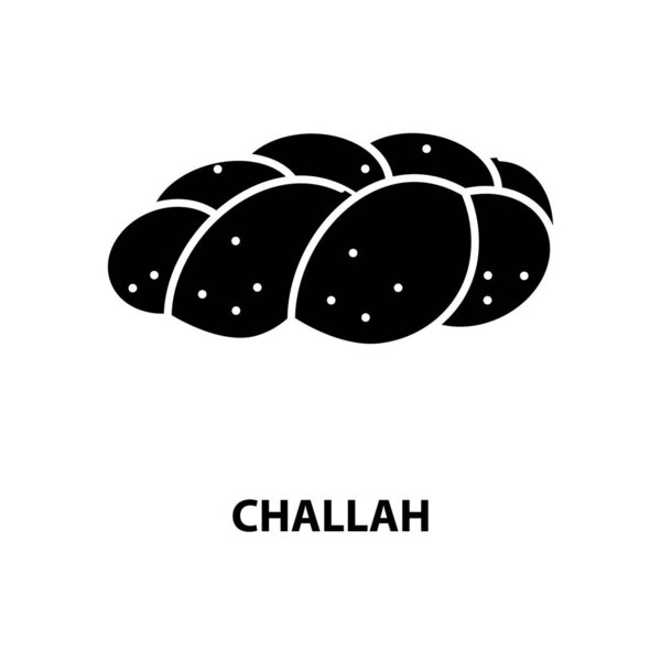 challah icon, black vector sign with editable strokes, concept illustration