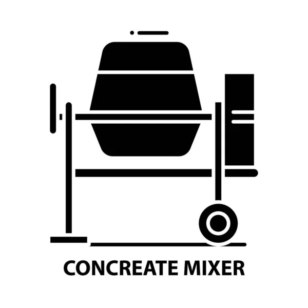 Concreate mixer icon, black vector sign with editable strokes, concept illustration — Vector de stock