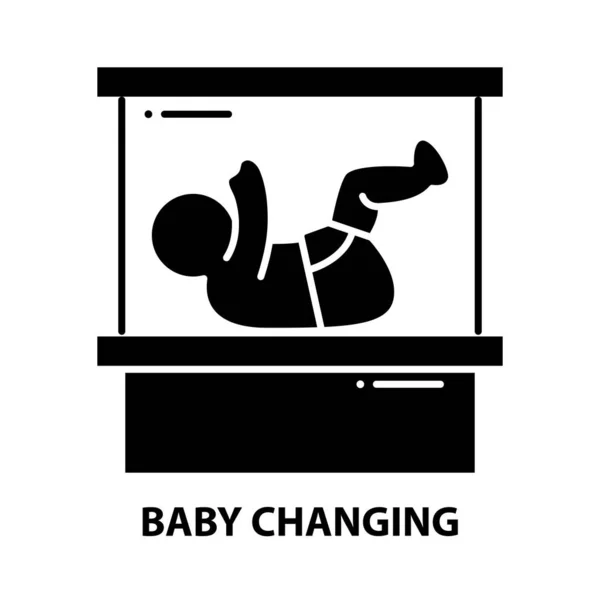 Bambino cambiando icona, segno vettoriale nero con tratti modificabili, illustrazione del concetto — Vettoriale Stock