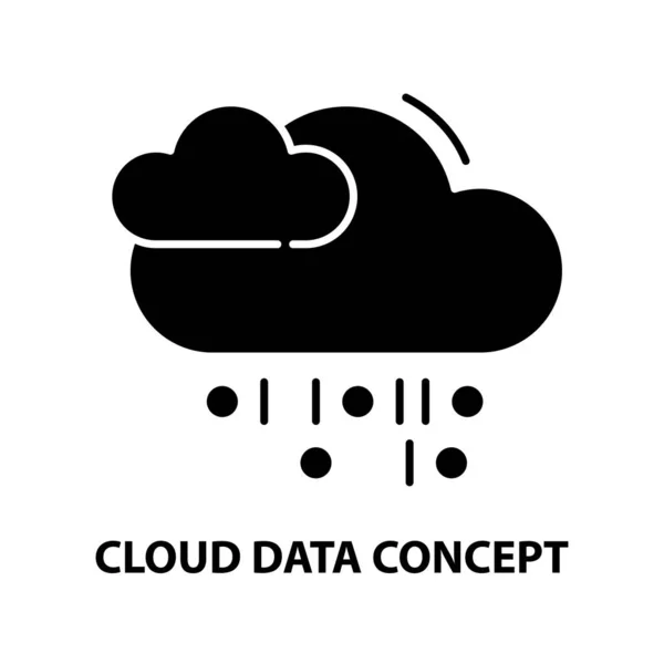 Ikona koncepcji chmury danych, czarny znak wektora z edytowalnymi pociągnięciami, ilustracja koncepcyjna — Wektor stockowy