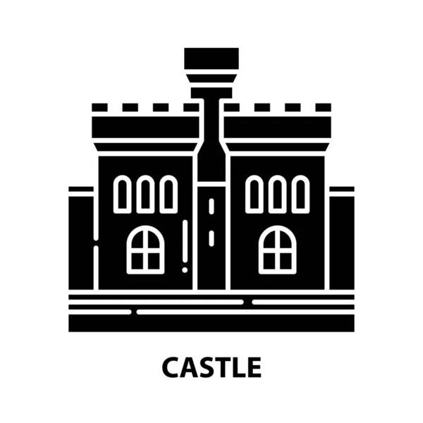 Ícone castelo, sinal vetor preto com traços editáveis, ilustração conceito —  Vetores de Stock