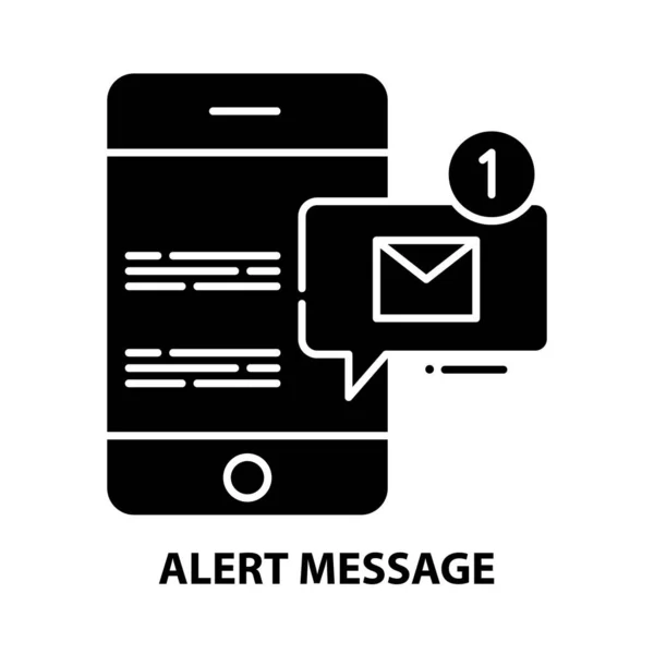 Icône de symbole de message d'alerte, signe vectoriel noir avec touches modifiables, illustration de concept — Image vectorielle