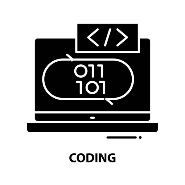 Kódolási szimbólum ikon, fekete vektor jel szerkeszthető mozdulatokkal, koncepció illusztráció — Stock Vector