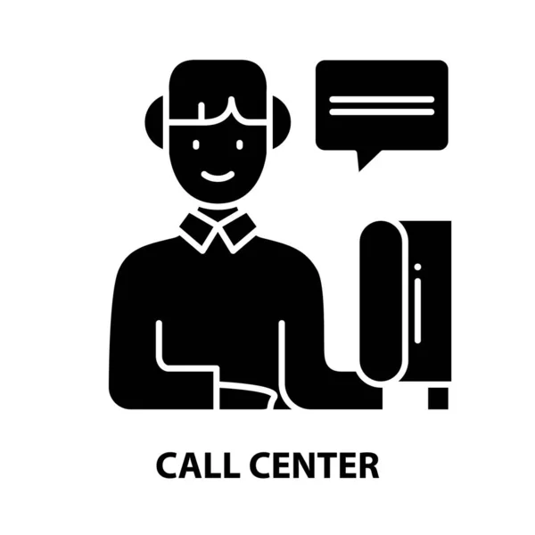 Call center szimbólum ikon, fekete vektor jel szerkeszthető stroke, koncepció illusztráció — Stock Vector