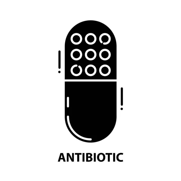 Antibiotická ikona, černý vektorový znak s upravitelnými tahy, koncept ilustrace — Stockový vektor