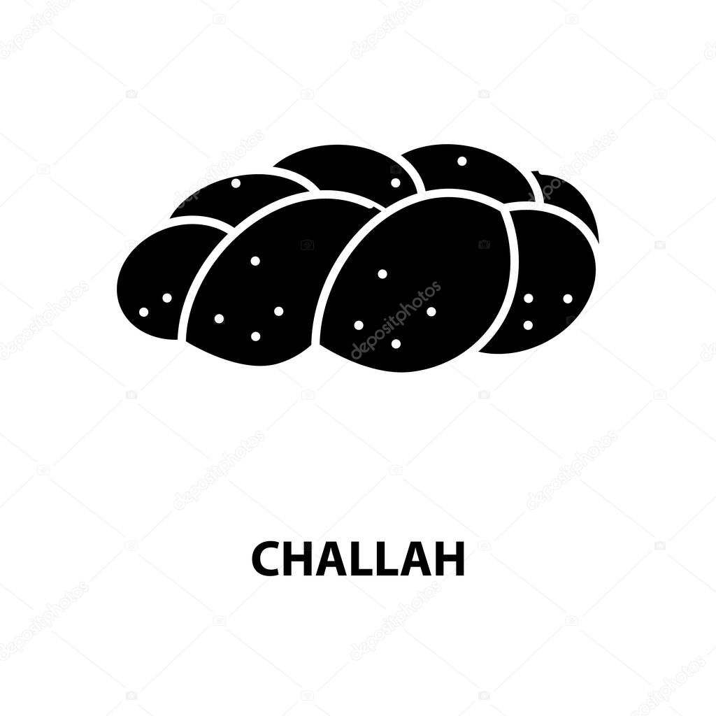 challah icon, black vector sign with editable strokes, concept illustration