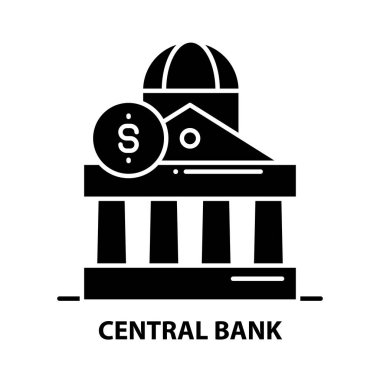 central bank icon, black vector sign with editable strokes, concept illustration clipart