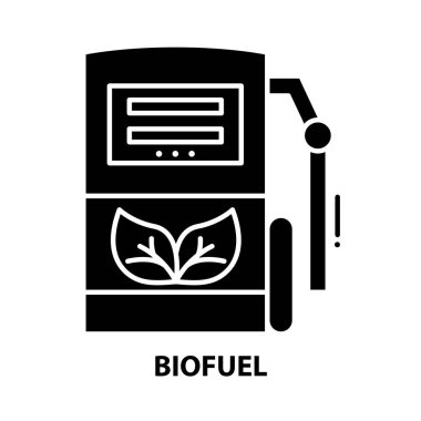 Biyoyakıt simgesi, düzenlenebilir vuruşlarla siyah vektör işareti, konsept illüstrasyon