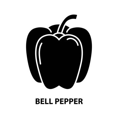 Çan biberi simgesi, düzenlenebilir vuruşlarla siyah vektör işareti, konsept illüstrasyon