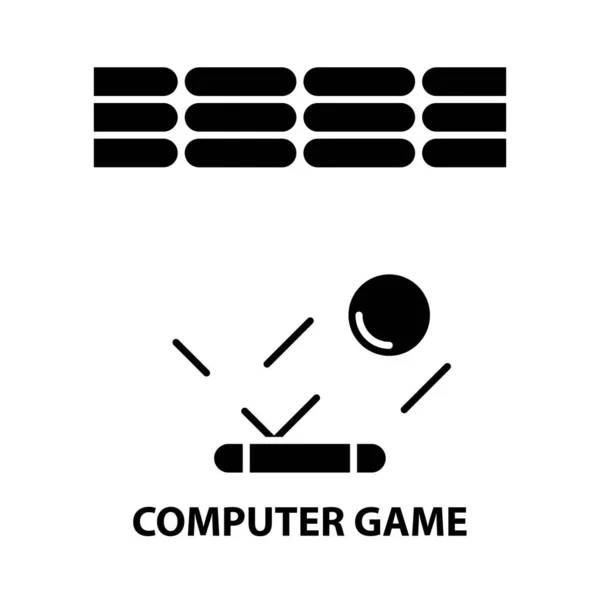 Icona del gioco per computer, segno vettoriale nero con tratti modificabili, illustrazione concettuale — Vettoriale Stock