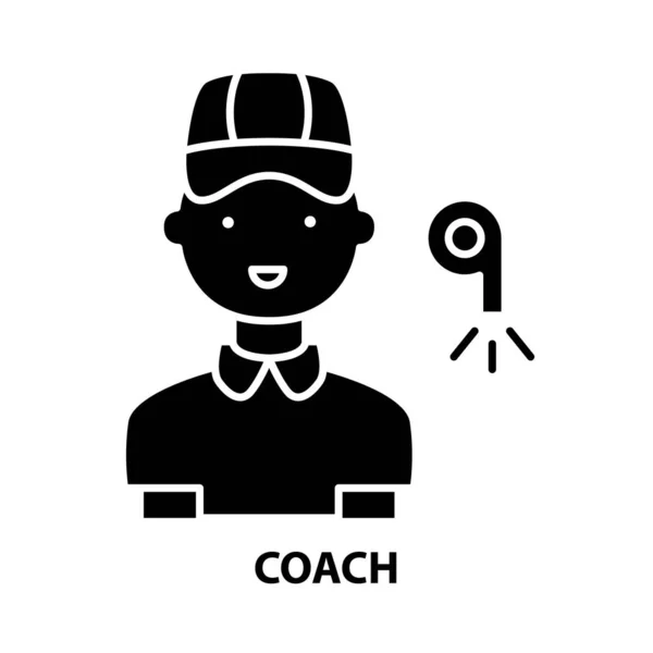Ikona trenera, czarny znak wektora z edytowalnymi pociągnięciami, ilustracja koncepcyjna — Wektor stockowy