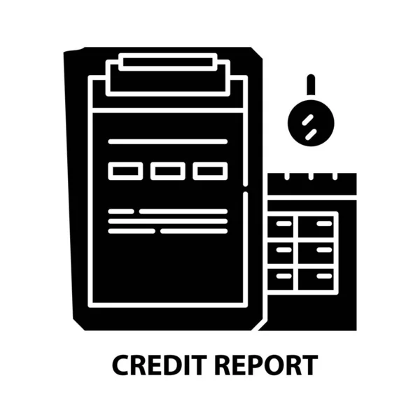 Credit report icoon, zwart vectorteken met aanpasbare slagen, concept illustratie — Stockvector