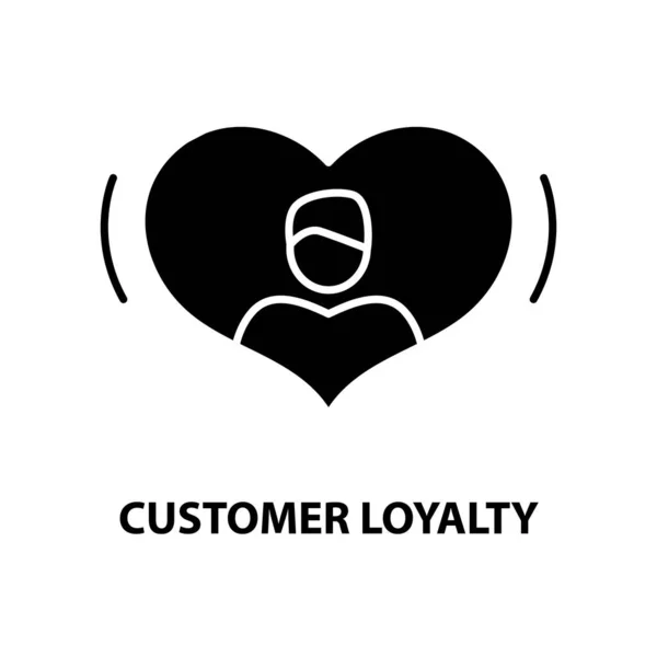 Icono de lealtad del cliente, signo de vector negro con trazos editables, ilustración de concepto — Vector de stock