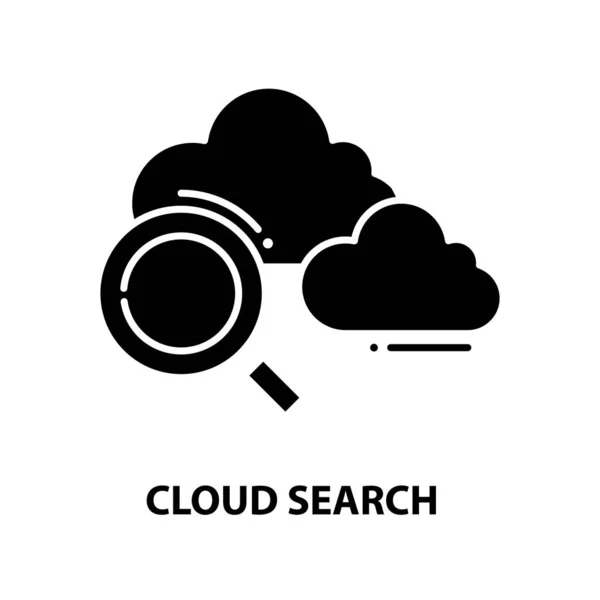 Icône de signe de recherche nuage, signe vectoriel noir avec touches modifiables, illustration de concept — Image vectorielle