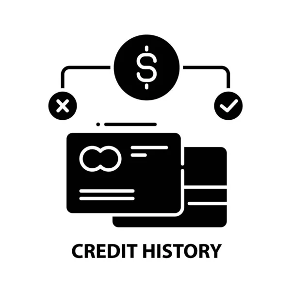 Значок кредитной истории, черный векторный знак с редактируемыми штрихами, концептуальная иллюстрация — стоковый вектор