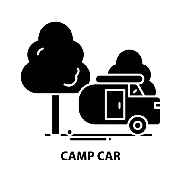 Lagerwagensymbol, schwarzes Vektorschild mit editierbaren Strichen, Konzeptillustration — Stockvektor